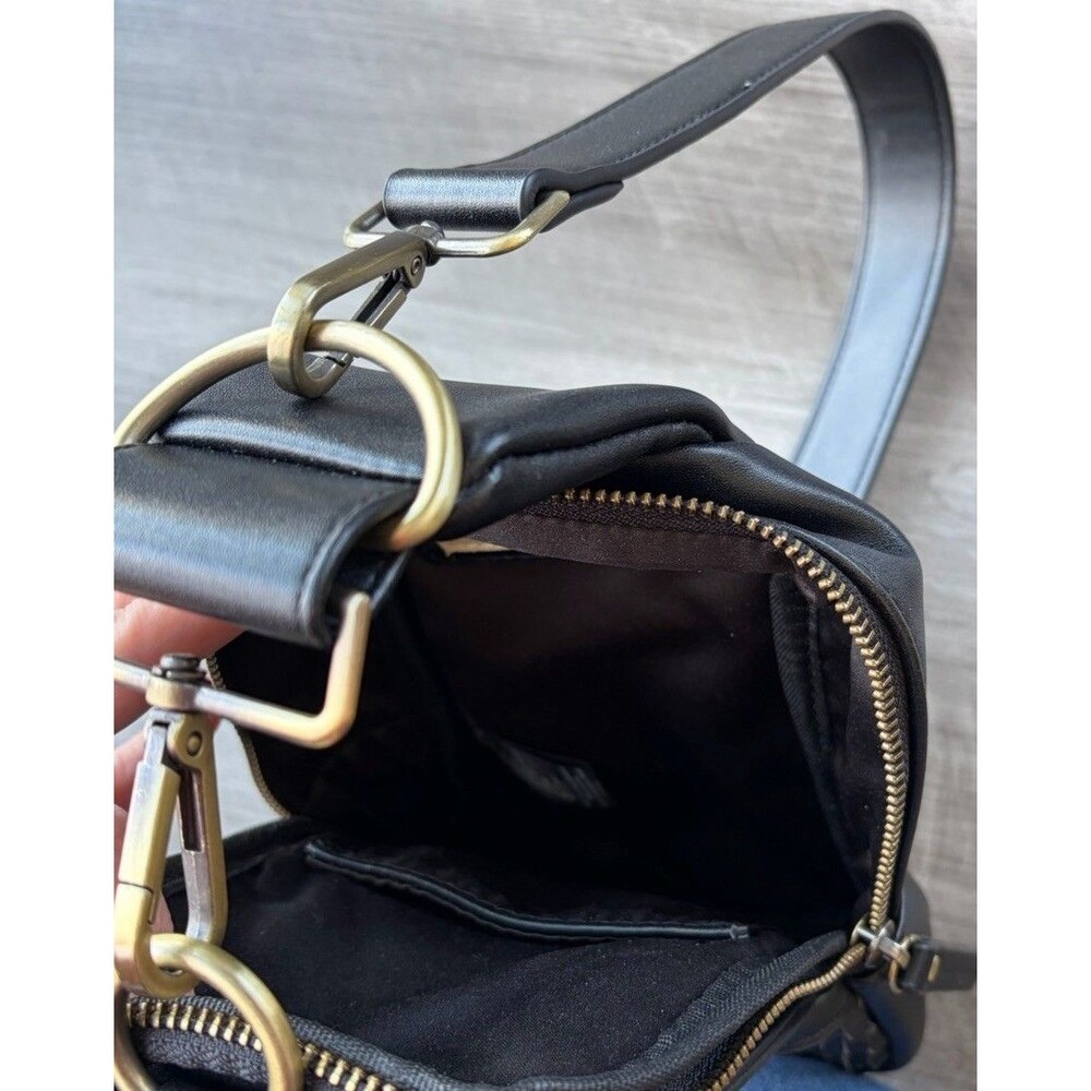 Anthropologie Urban Originals Liberty Black Woven Sling Bag CrossBody Purse Trav - Picture 6 of 6